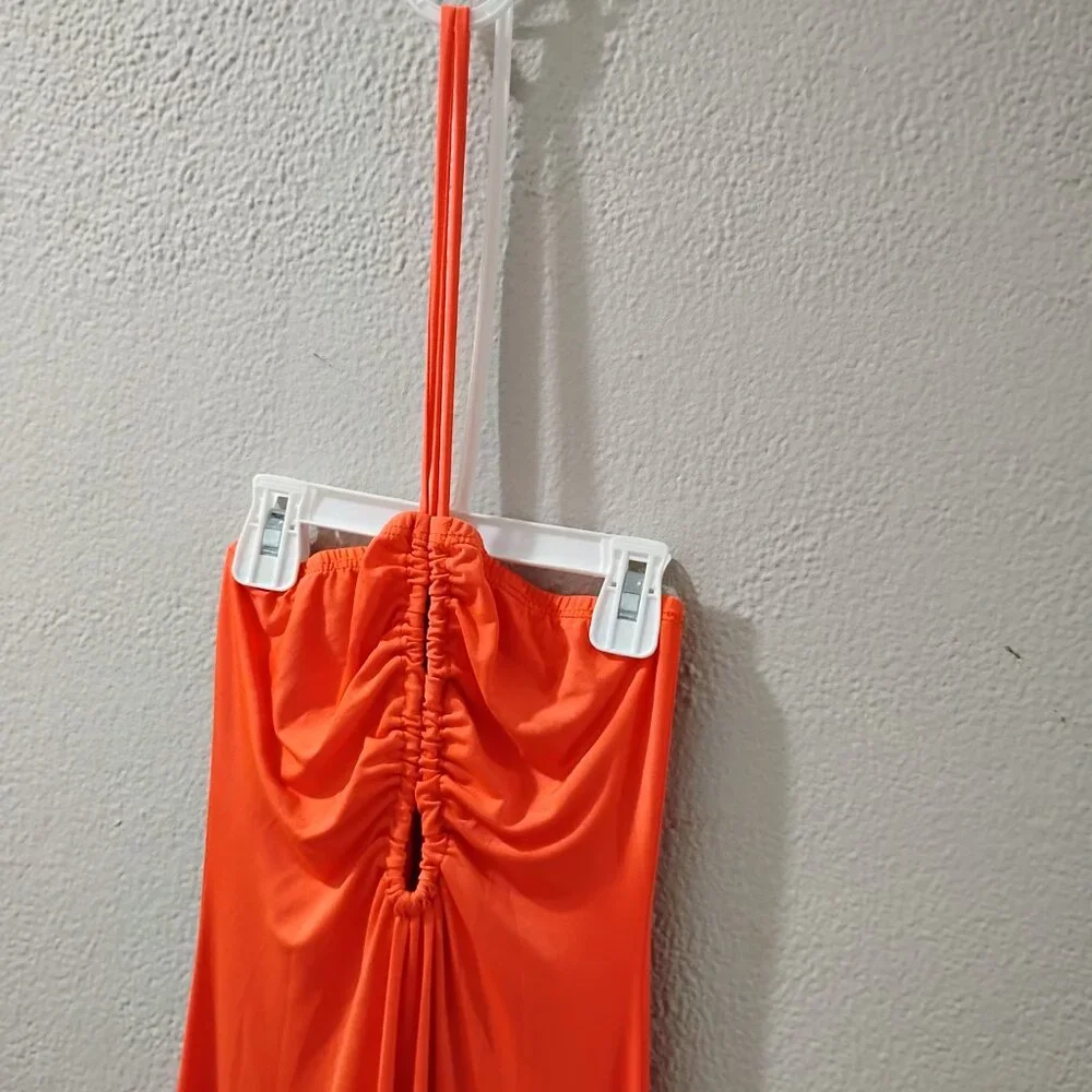Sincerly Jules-S-- (LYCRAS TEXTURED) -RADIANT ORANGES COLORS-STRAPLESS & HALTHER